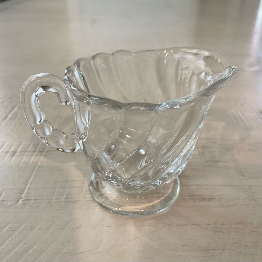 Colony Clear Mini Footed Creamer by Fostoria Heavy Swirl Pattern
